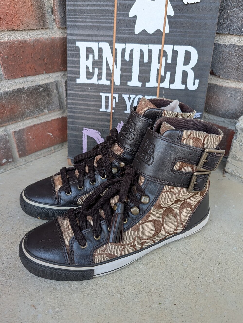 🖤 Vintage Y2K Coach Fizzle Signature Monogram Logo Leather & Canvas Sneakers